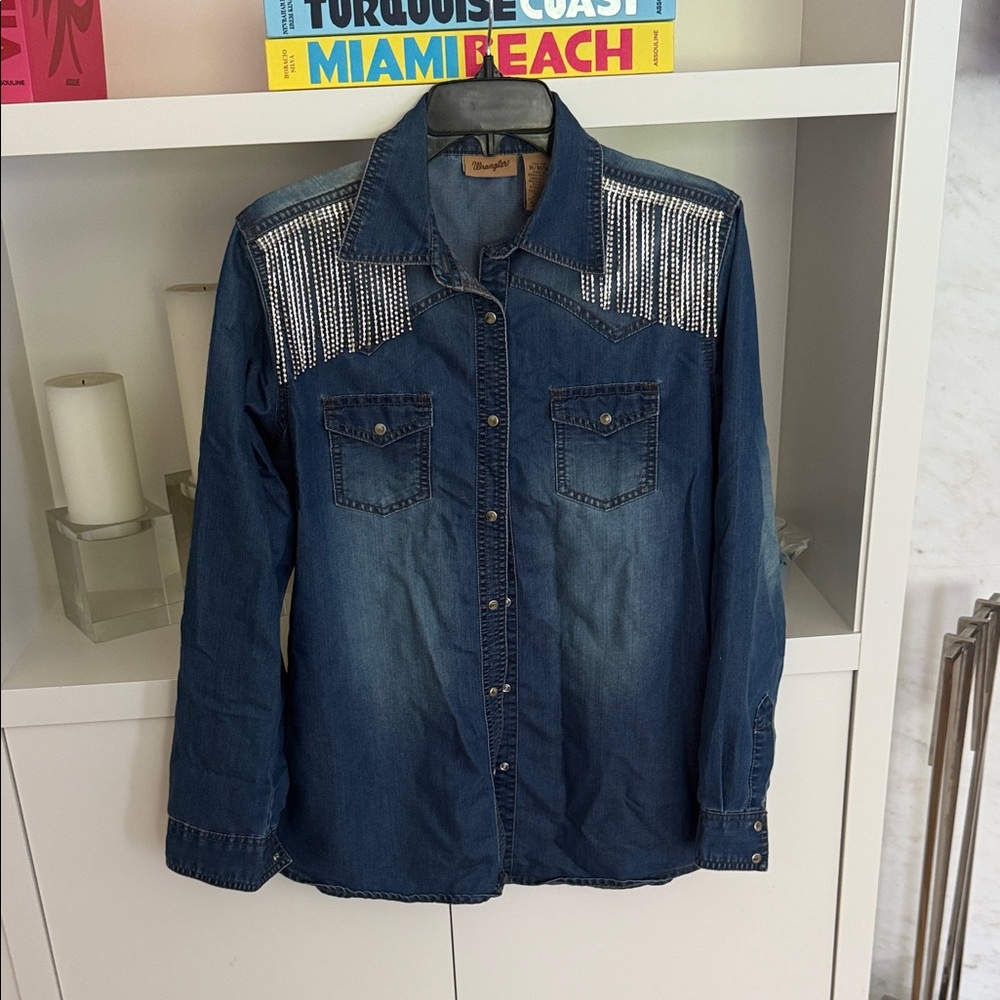 Wrangler Blue Denim Top with Silver Accents